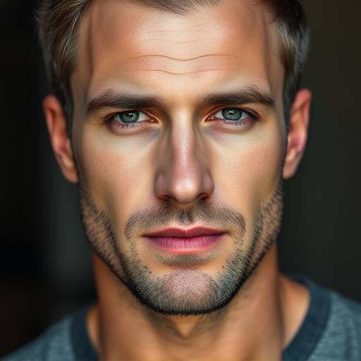 Professionelt headshot af en mand med et st칝rkt og markant ansigt.