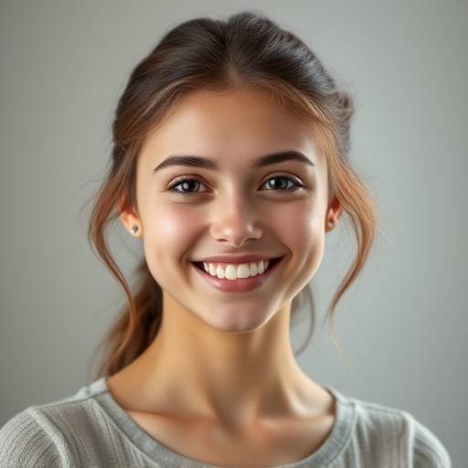 Professionelt headshot af en ung skuespillerinde, smilende og selvsikker.